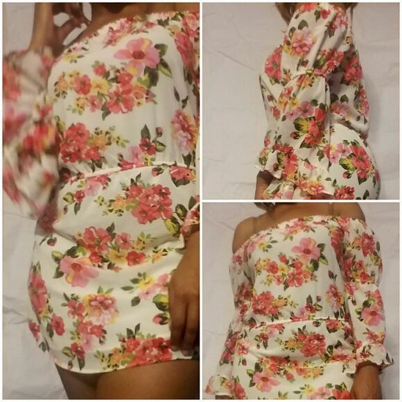 Off Shoulder Chiffon Mini Dress - Picture 1 of 1